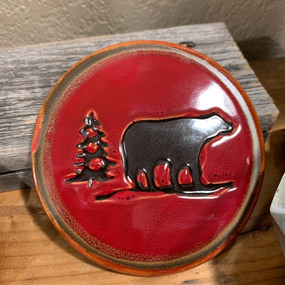 NWOT CERAMIC LODGE/CABIN STYLE COASTERS-CANOE, BEAR, MOOSE & PINE TREES - Picture 3 of 8